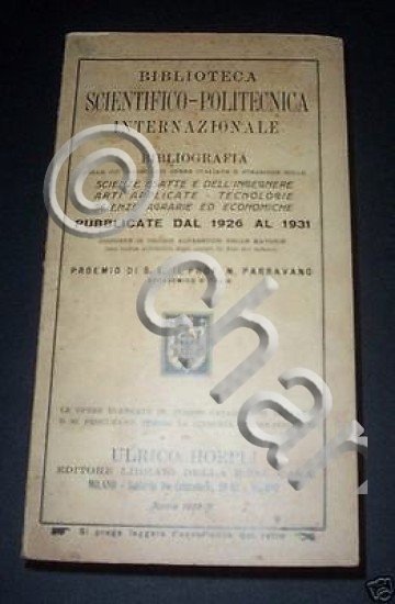 Hoepli - Catalogo Scientifico-politecnica ed. 1932