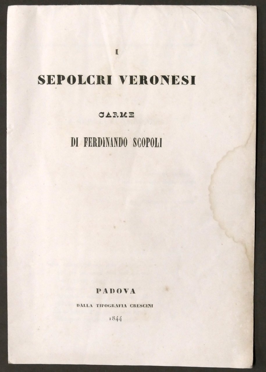I Sepolcri Veronesi - Carme di Ferdinando Scopoli - ed. … | Immagine principale
