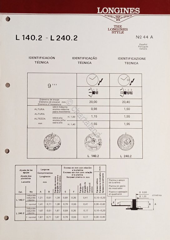 Identificazione Tecnica Longines N. 44 A - L 140.2 - … | Immagine Gallery 2
