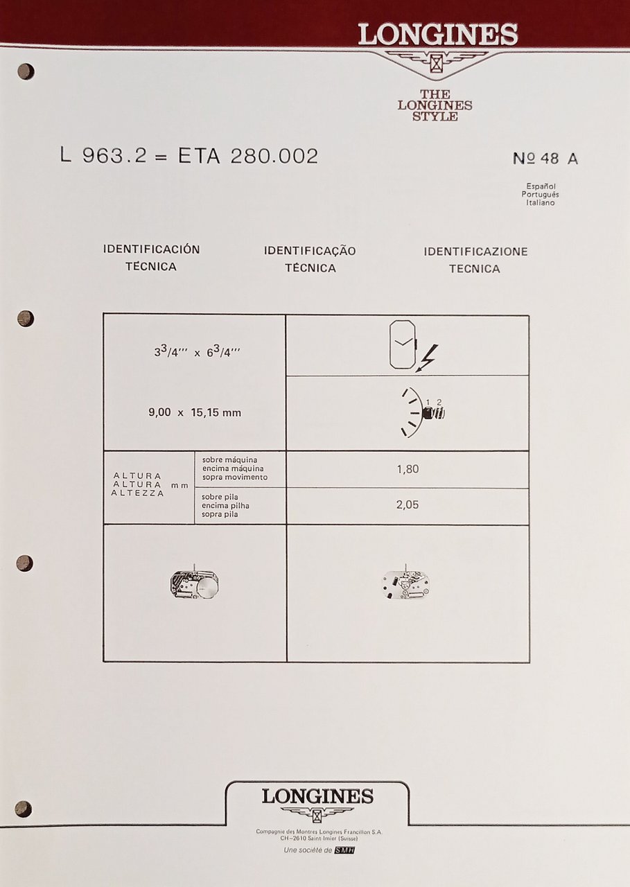 Identificazione Tecnica Longines N. 48 A - L 963.2 = … | Immagine principale