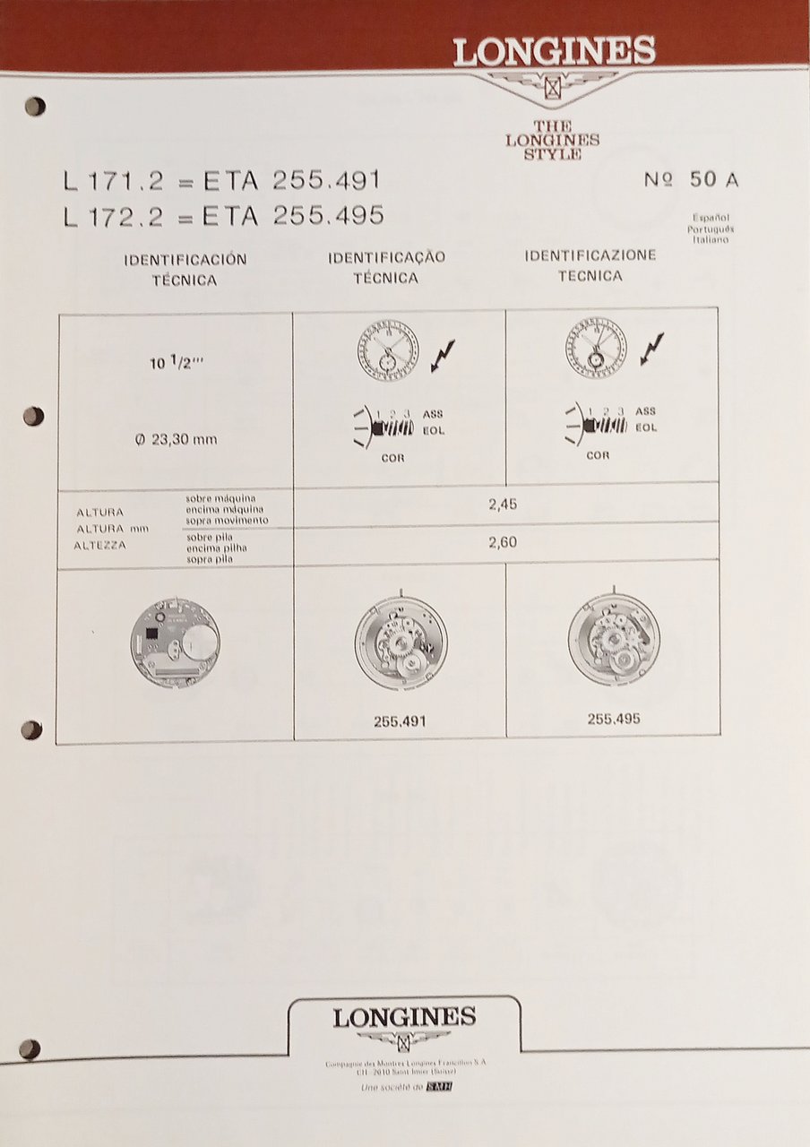 Identificazione Tecnica Longines N. 50 A - L 171.2 = … | Immagine principale