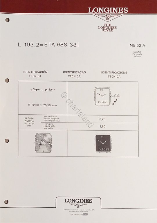 Identificazione Tecnica Longines N. 52 A - L 193.2 = … | Immagine Gallery 2