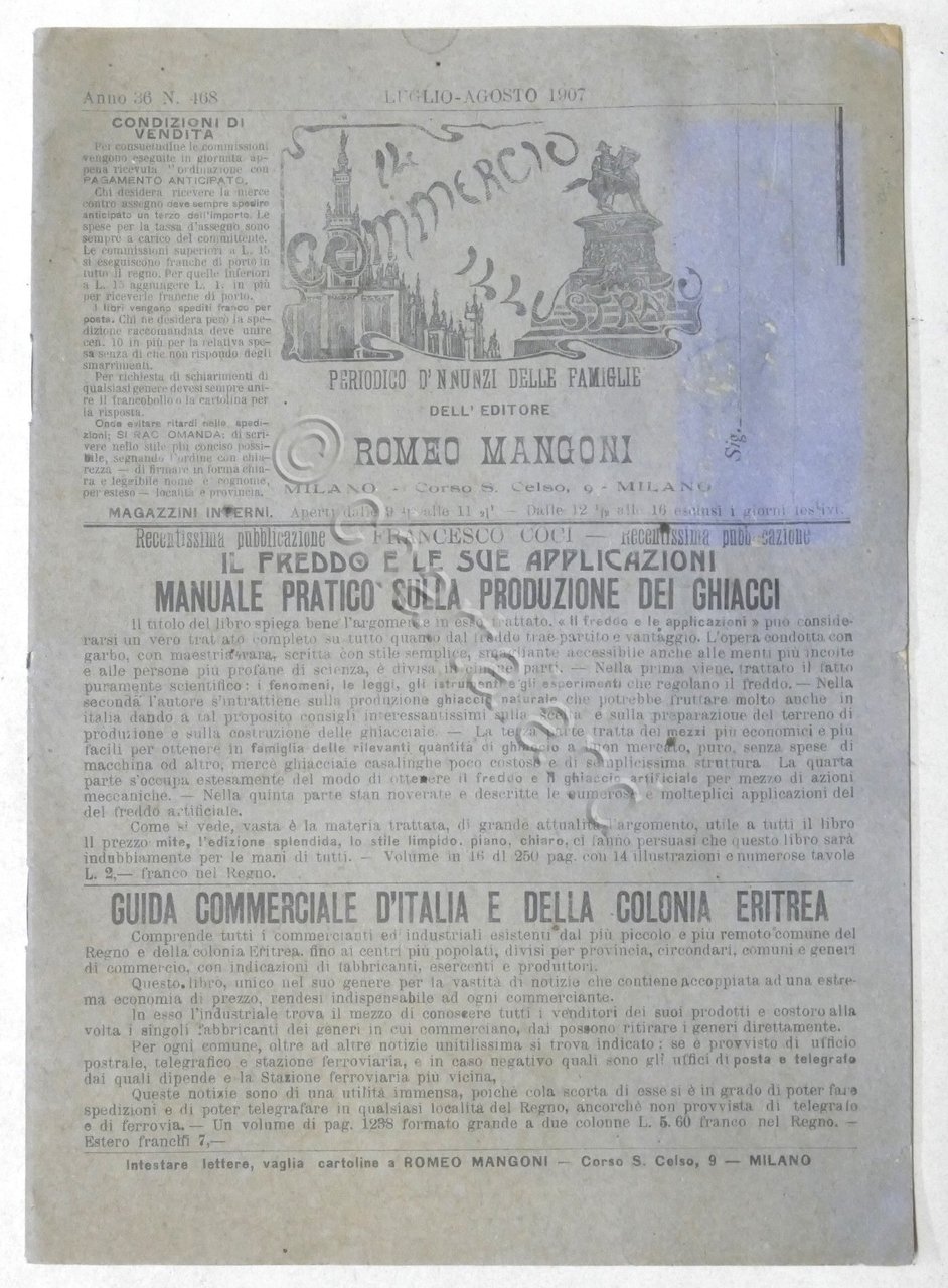 Il Commercio Illustrato n. 468 ed. Romeo Mangoni - Catalogo …