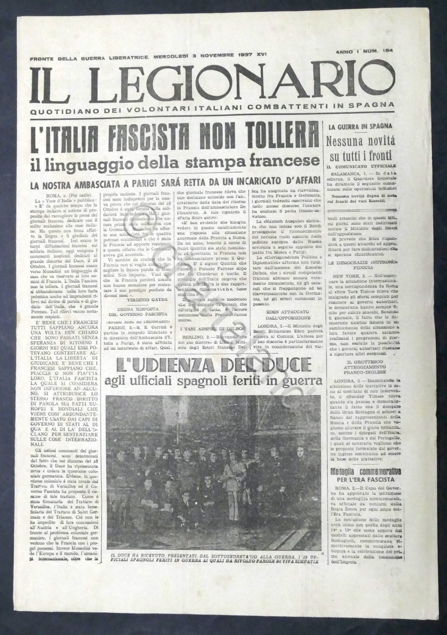 Il Legionario - Quotidiano italiani combattenti in Spagna - Anno …