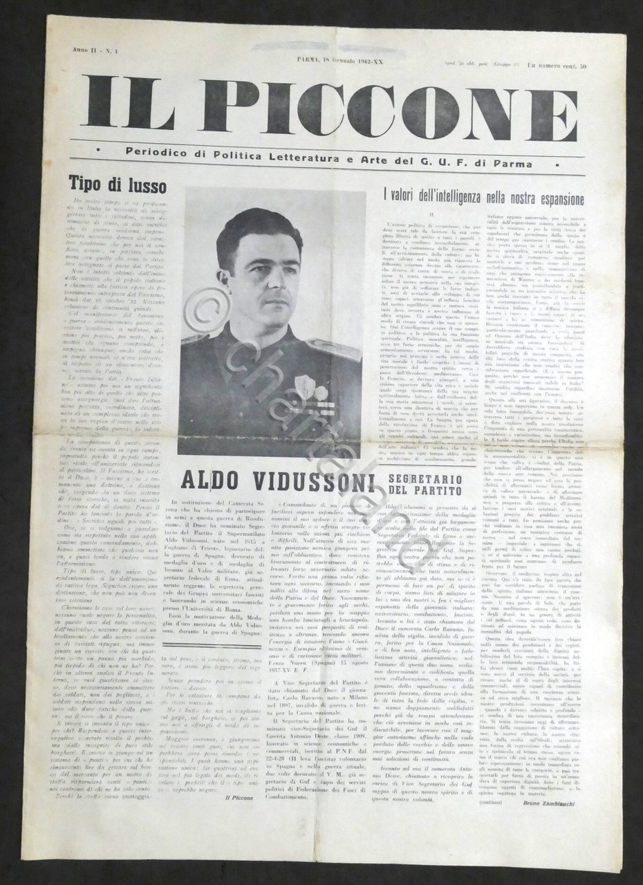 Il Piccone giornale politica letteratura e arte G.U.F. Parma Anno …