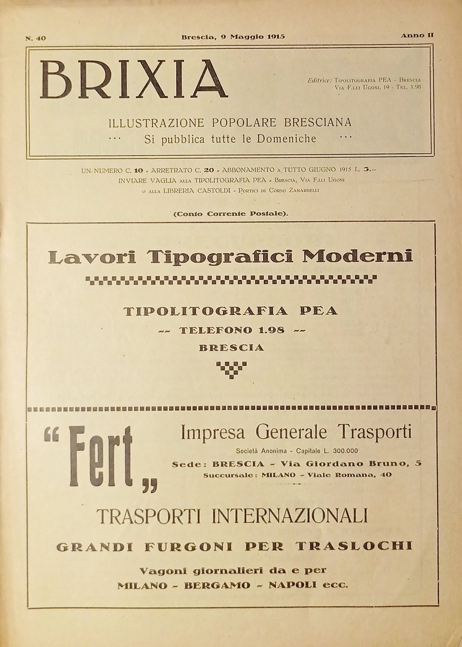 Illustrazione Popolare Bresciana - Brixia N. 40 - 1915 - … | Immagine principale