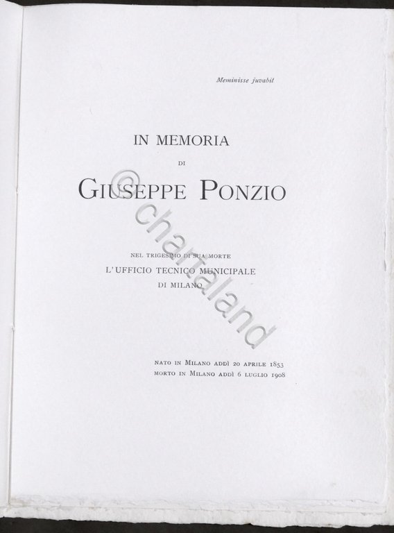 In memoria di Giuseppe Ponzio - L'Ufficio Tecnico Municipale di …