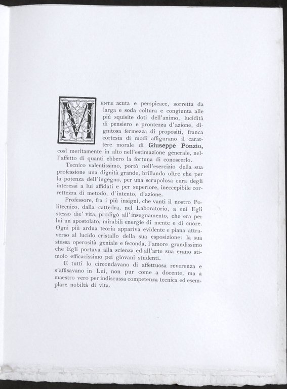 In memoria di Giuseppe Ponzio - L'Ufficio Tecnico Municipale di …