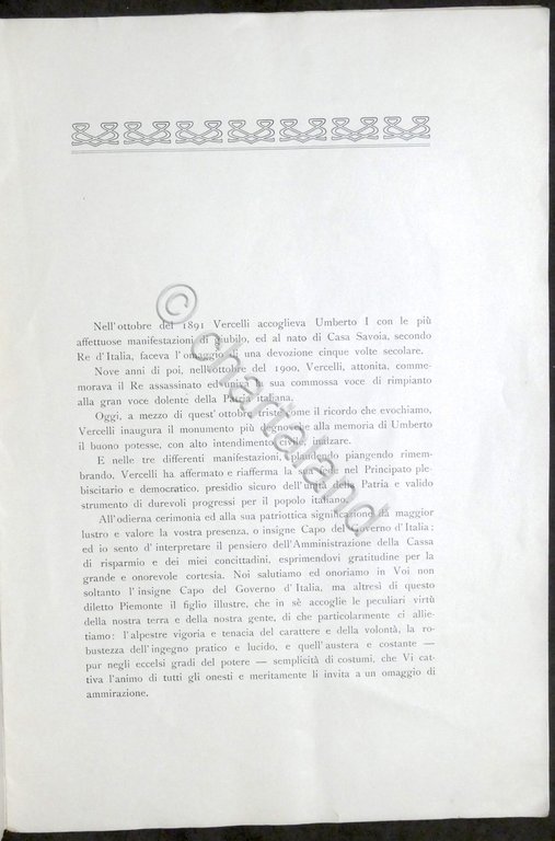 Inaugurandosi l'Asilo Infantile Umberto I in Vercelli - 1906