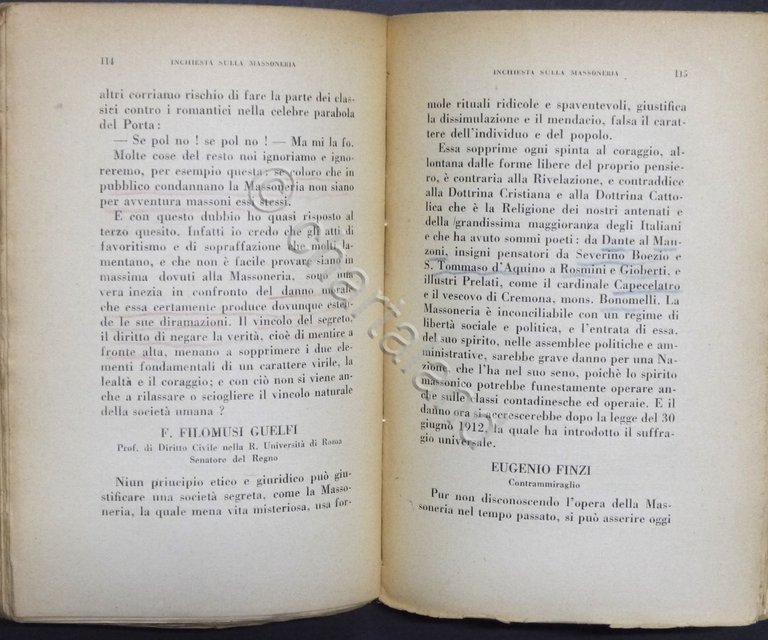 Inchiesta sulla Massoneria con prefazione di Emilio Bodrero - ed. …