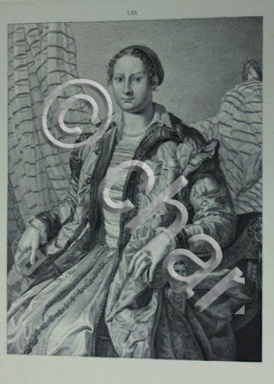 Incisione d'autore '800 da dipinto Ritratto di nobildonna - ed. …