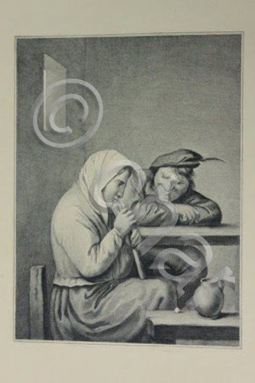 Incisione d'autore '800 da dipinto Suonatrice scena di genere ed …