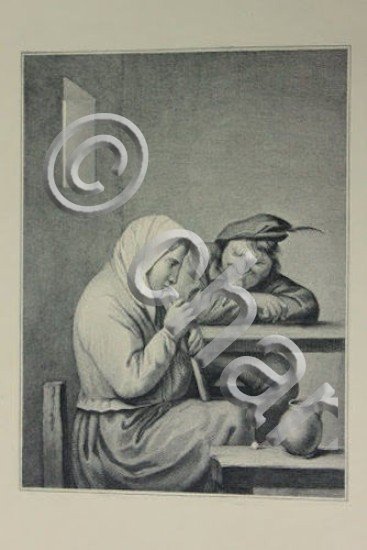 Incisione d'autore '800 da dipinto Suonatrice scena di genere ed …