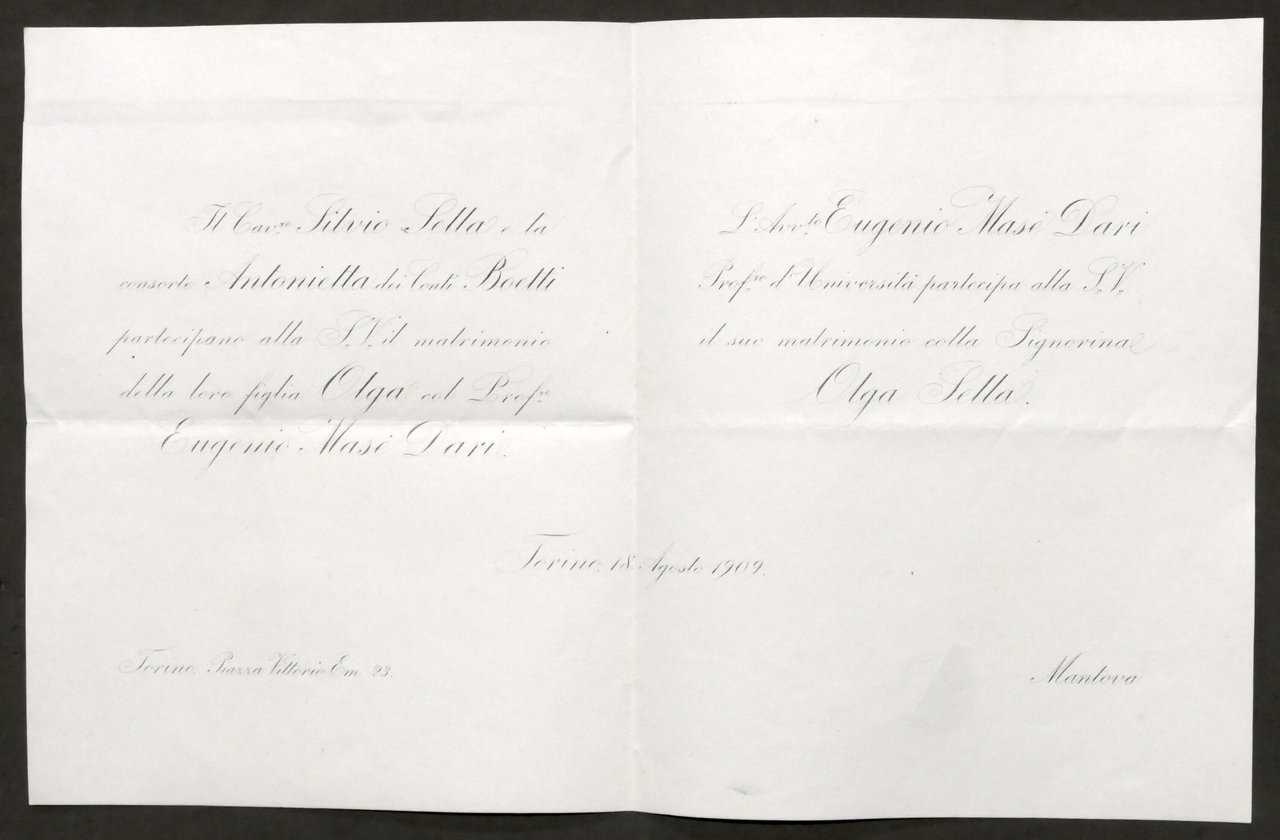 Invito Nozze avvocato Eugenio Masè Dari con la signorina Olga … | Immagine principale