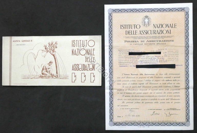 Istituto Nazionale Assicurazioni Polizza di Capitale Differito Speciale - 1938