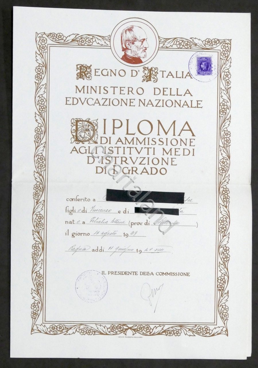 Istituto Tecnico Crispi Ragusa - Diploma Ammissione Istituti Medi 1° …