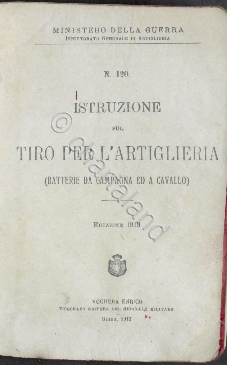 Istruzione sul tiro per l'artiglieria (batterie da campagna ed a …