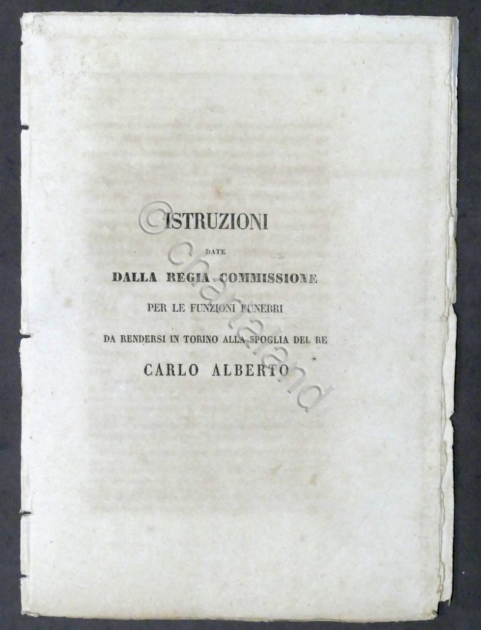 Istruzioni per funzioni funebri in Torino alla spoglia del Re …