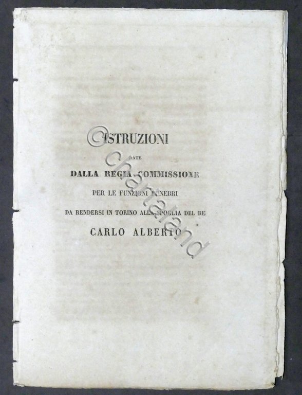 Istruzioni per funzioni funebri in Torino alla spoglia del Re …