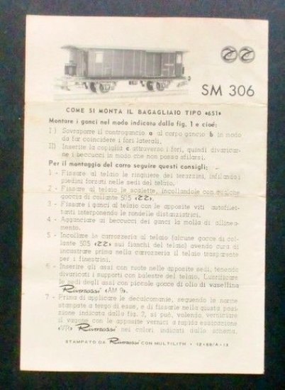 Istruzioni Rivarossi - SM 306 Istruzioni per il montaggio del … | Immagine Gallery 1