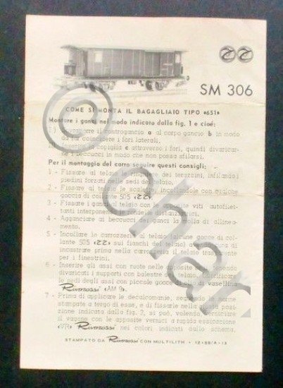 Istruzioni Rivarossi - SM 306 Istruzioni per il montaggio del …