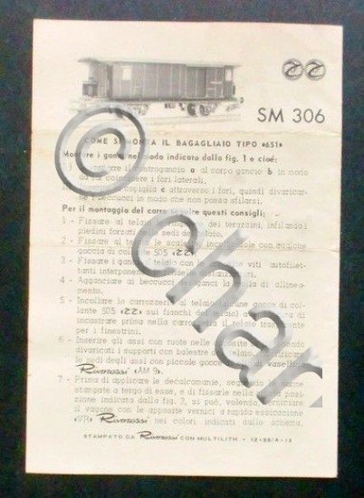 Istruzioni Rivarossi - SM 306 Istruzioni per il montaggio del …