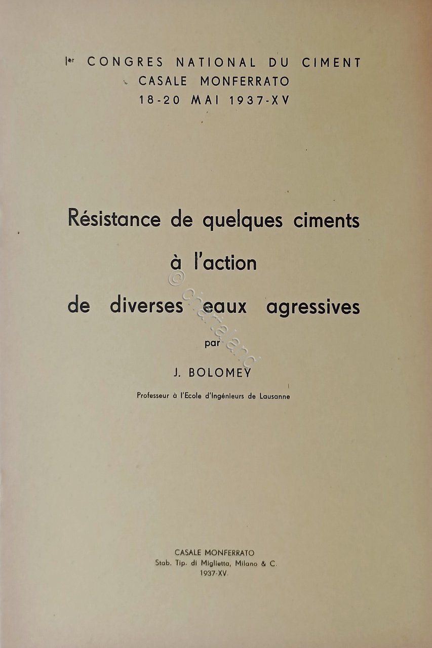 J. Bolomey - Resistance de quelques ciments a l'Action de …