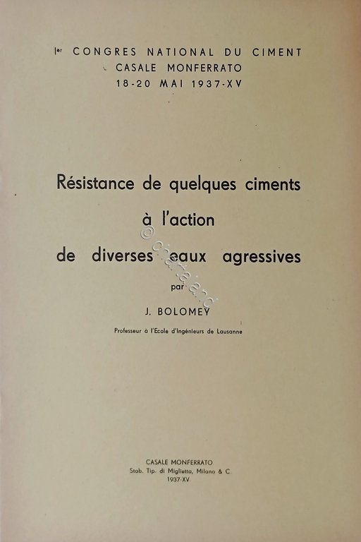 J. Bolomey - Resistance de quelques ciments a l'Action de …