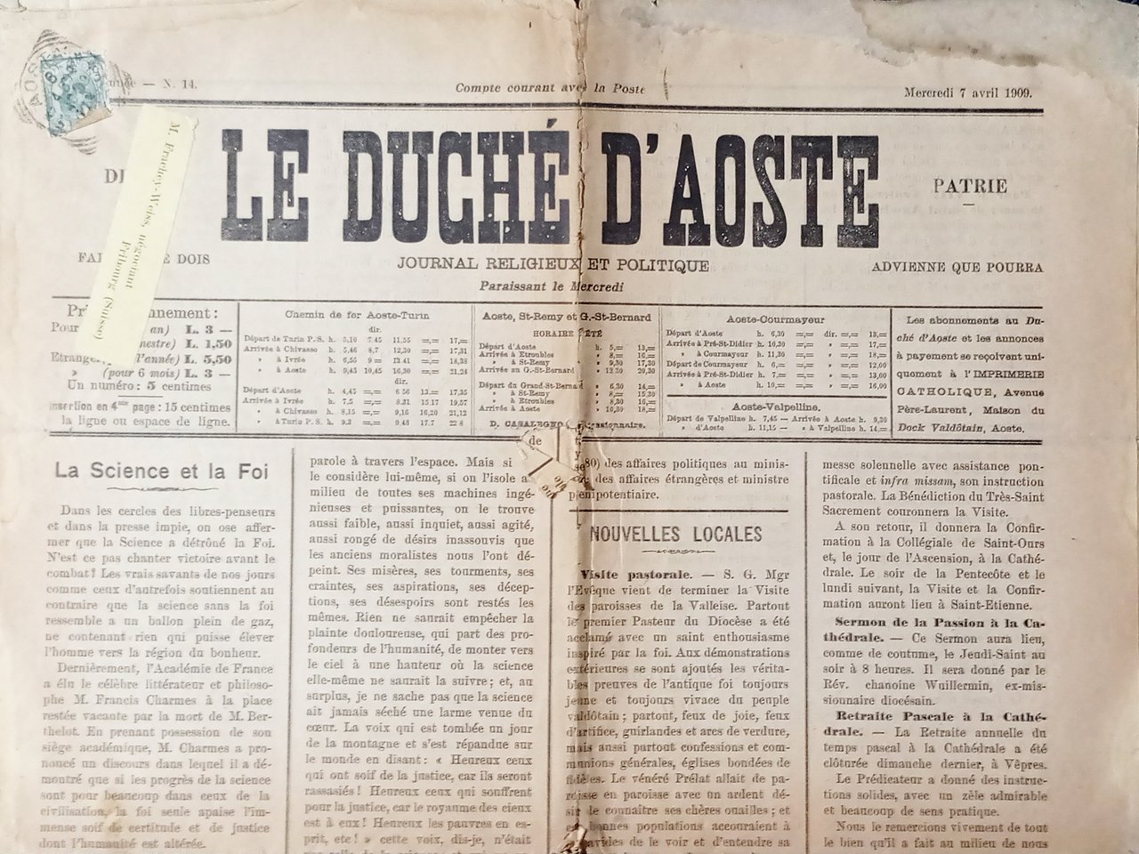 Journal Religieux et Politique - Le Duchè d'Aoste N. 14 …