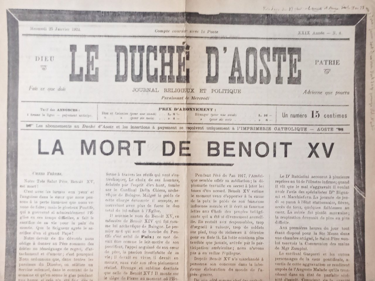 Journal Religieux et Politique - Le Duchè d'Aoste N.4 La …