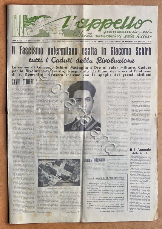 L'Appello - quindicinale dei fascisti universitari della Sicilia 28 ottobre …