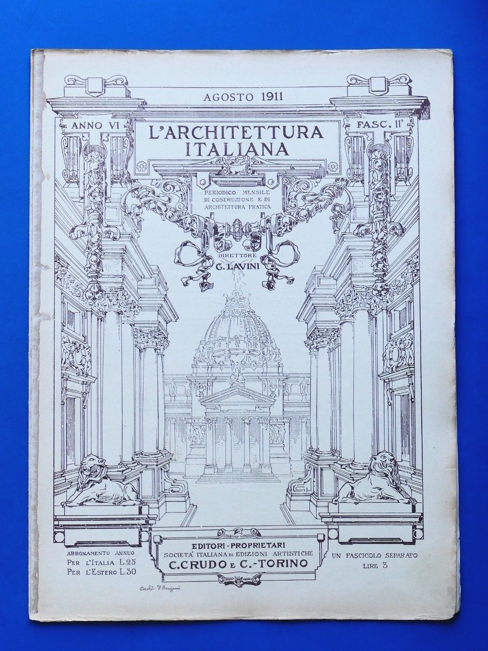 L'architettura Italiana Anno VI N° 11 ed. CRUDO 1911 - … | Immagine principale