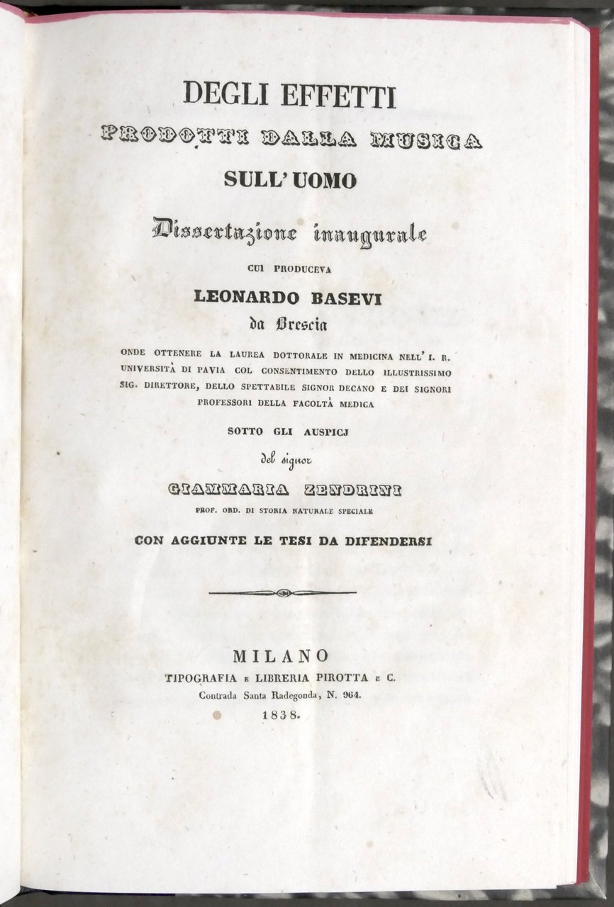 L. Basevi - Degli effetti prodotti dalla musica sull'uomo - …