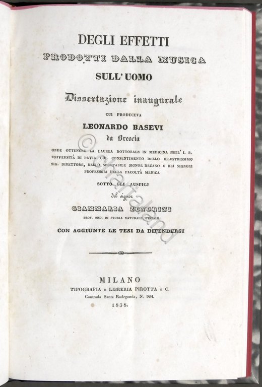 L. Basevi - Degli effetti prodotti dalla musica sull'uomo - …