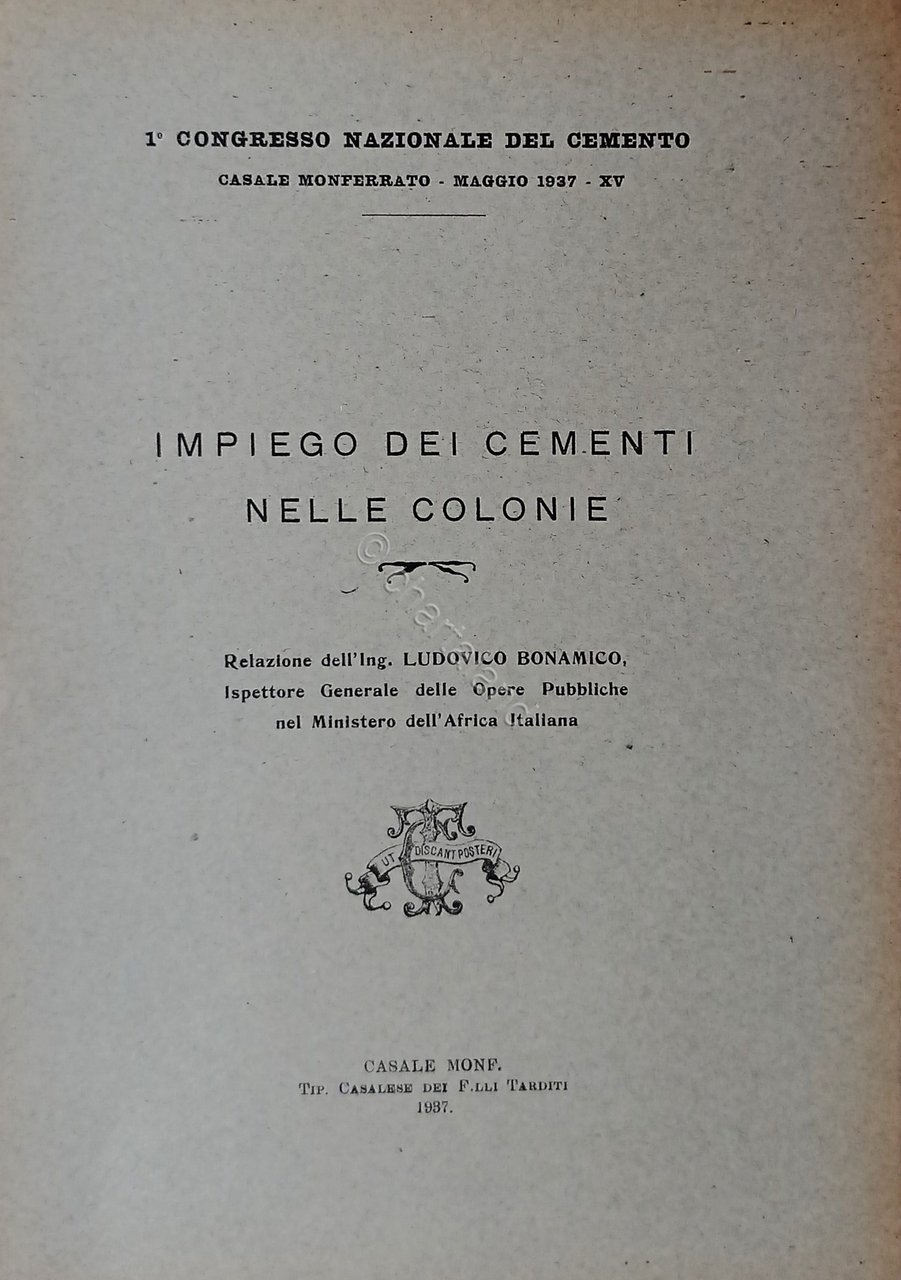 L. Bonamico - Impiego dei cementi nelle Colonie - ed. …