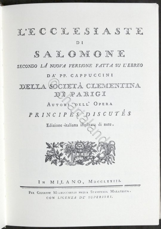 L'Ecclesiaste di Salomone (1773) - Anastatica 1988