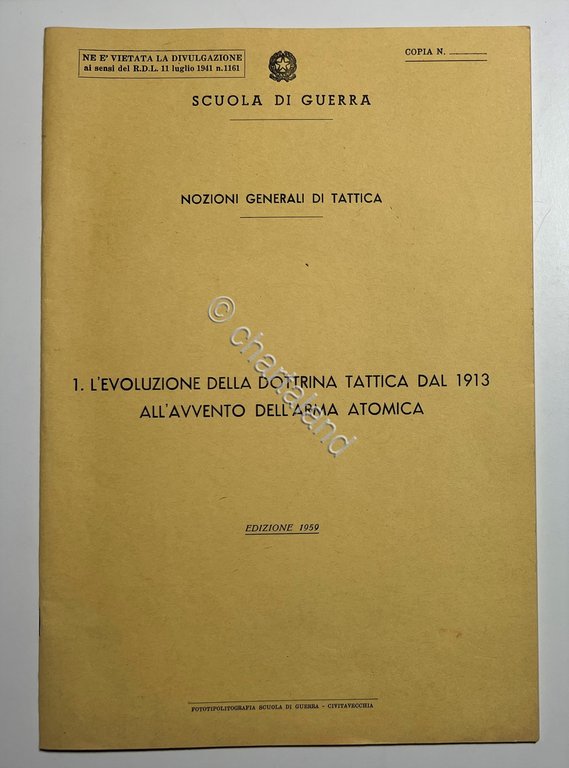 L'Evoluzione della Dottrina Tattica dal 1913 all 'Avvento dell'Arma Atomica …