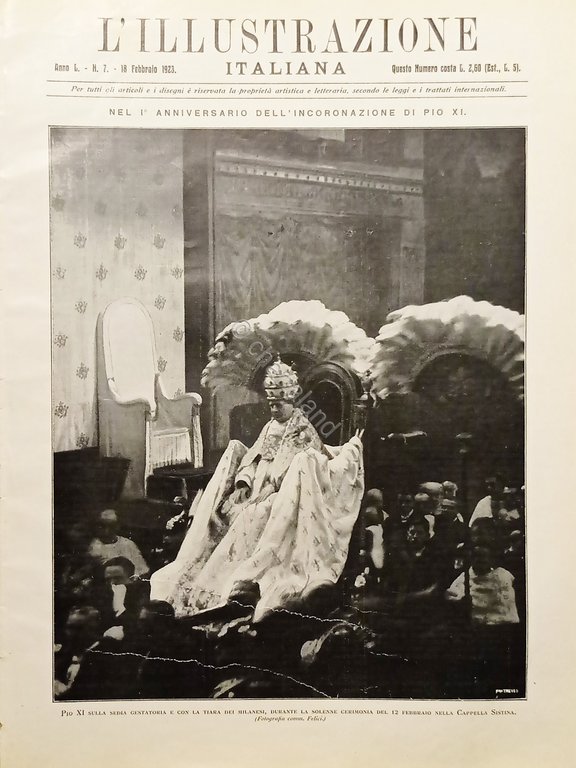 L'illustrazione Italiana - 1^ Anniv. dell'inaugurazione di Pio XI - N.7 - 1923