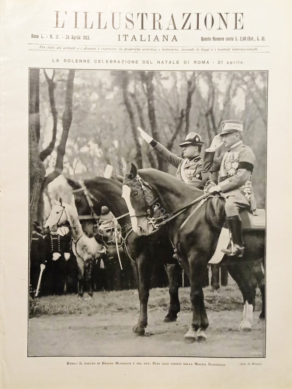 L'illustrazione Italiana - Benito Mussolini e Generale Diaz a Roma …