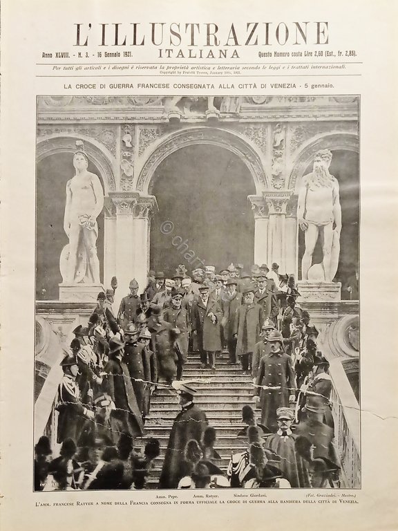 L'illustrazione Italiana - Croce di Guerra consegnata a Venezia - N. 3 - 1921