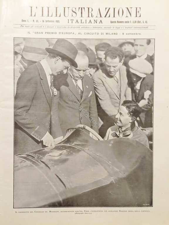 L'illustrazione Italiana - Il Gran Premio d'Europa Circuito Milano N. 37 - 1923
