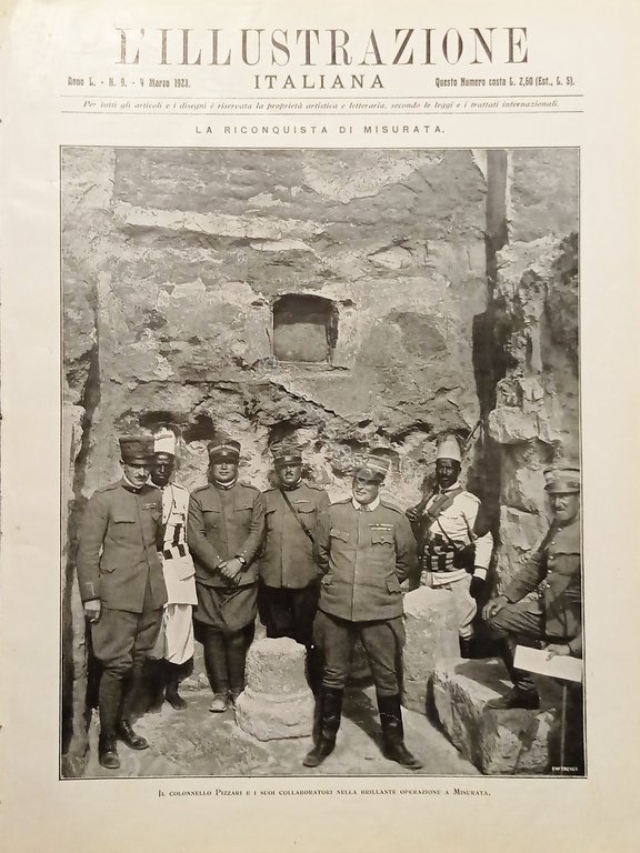 L'illustrazione Italiana - La riconquista di Misurata: Colon. Pizzari N.9 - 1923