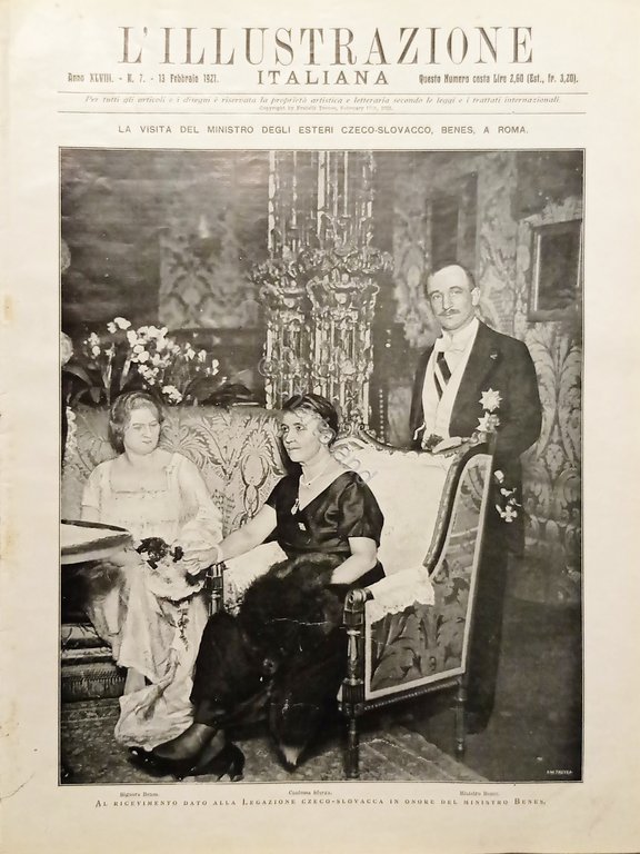 L'illustrazione Italiana - Ministro degli Esteri Cecoslovacco a Roma N.7 - 1921