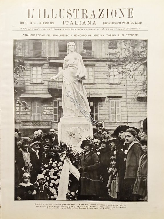 L'illustrazione Italiana - Monumento a Edmondo De Amicis a Torino …