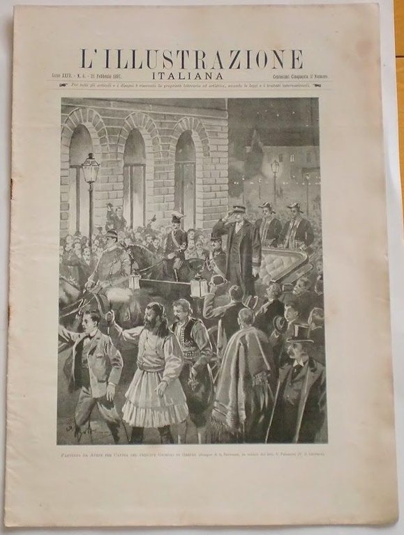 L'illustrazione Italiana - Partenza principe Giorgio - N° 8 - Febbraio 1897