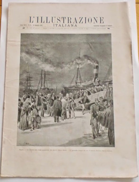 L'illustrazione Italiana - Sbarco reduci dello Scioa Napoli- N° 2 - Gennaio 1897
