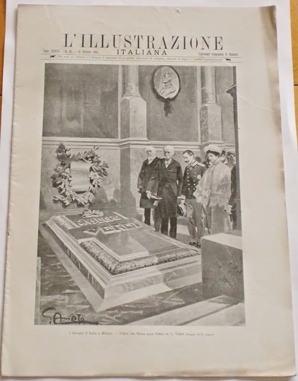 L'illustrazione Italiana - Visita Reali tomba G.Verdi - N° 41 - Ottobre 1901