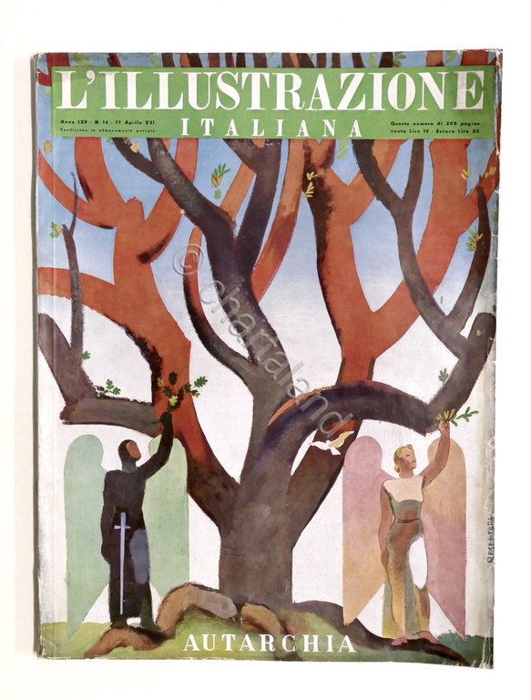 L'illustrazione Italiana N. 16 - Autarchia - Aprile 1938 Copertina di Resentera