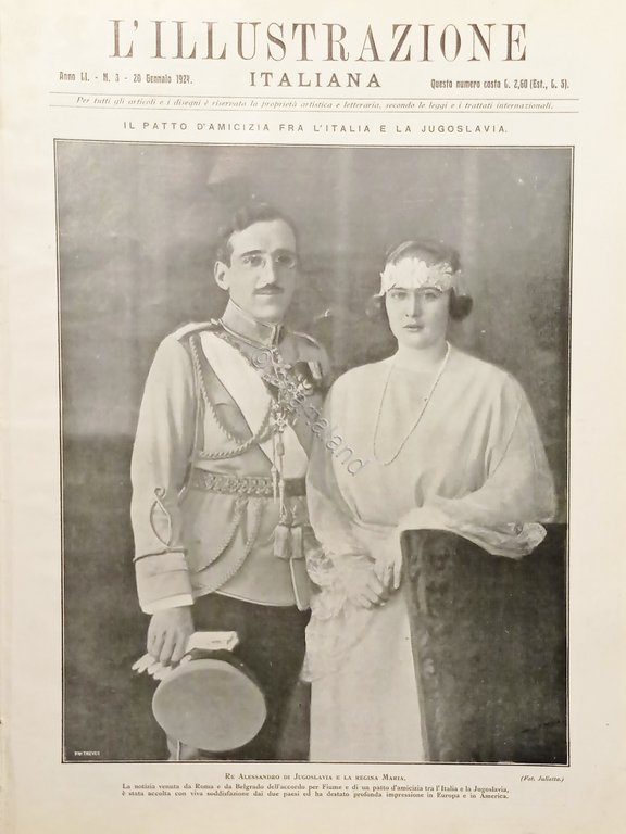 L'illustrazione Italiana Re Alessandro di Jugoslavia e Regina Maria N. 3 - 1924