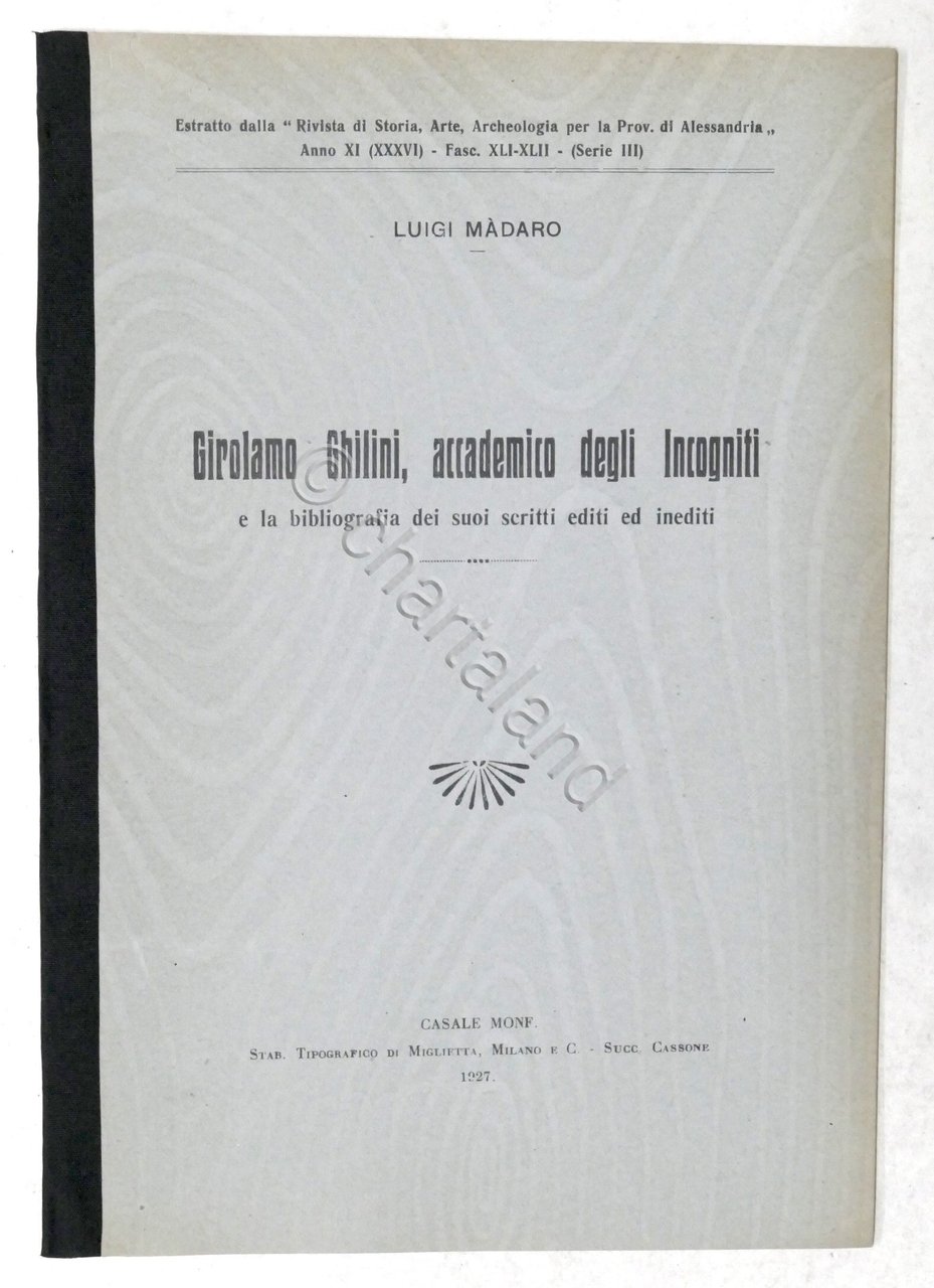 L. Madaro - Girolamo Ghilini, accademico degli Incogniti - 1927